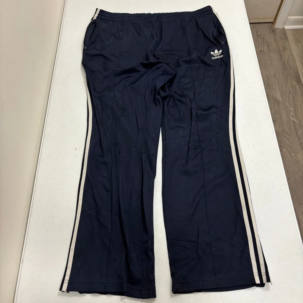 Adidas Originals Navy Blue 3-Stripe Track Pants Mens 2XL Ankle Zip Trefoil Logo